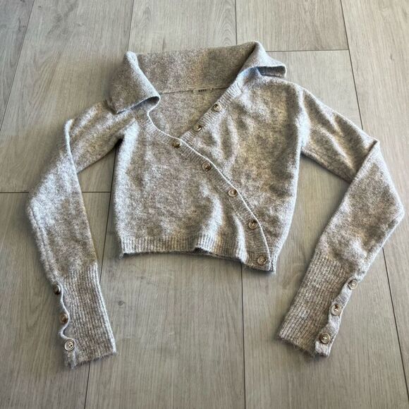 Gray Button-Up Women's Sweater - Picture 1 of 7